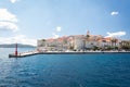 View of the Korcula town from the sea, Korcula island, Dalmatia, Croatia