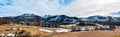 view from the Koscielisko valley to the panorama of the Tatra Mountains. Beautiful winter landscape Royalty Free Stock Photo