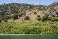 View of The Kournas Lake and it`s shore, Crete, Greece