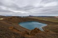 View at Krafla volcanic crater and Viti lake in northern Iceland