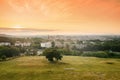 View on Krakow city landscape at the sunset from the Krakus Krak Mound in Poland Royalty Free Stock Photo