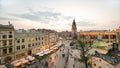 View of Krakow, Poland at sunset