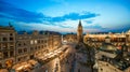 View of Krakow, Poland at sunset