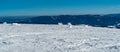 View from Kralicky Sneznik hill summit on czech - polish borders during beautiful winter day Royalty Free Stock Photo