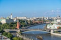 View of the Kremlin and the embankments from the Patriarchal Bridge from the Cathedral of Christ the Savior Royalty Free Stock Photo