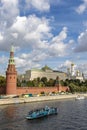 View at the Kremlin and the Grand Kremlin Palace from the Moskwa River in Moscow - Russia Royalty Free Stock Photo