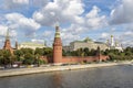 View at the Kremlin and the Grand Kremlin Palace from the Moskwa River in Moscow - Russia Royalty Free Stock Photo