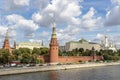 View at the Kremlin and the Grand Kremlin Palace from the Moskwa River in Moscow - Russia Royalty Free Stock Photo