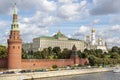 View at the Kremlin and the Grand Kremlin Palace from the Moskwa River in Moscow - Russia Royalty Free Stock Photo