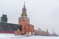 Red Square in snowfall in Moscow. Russia Royalty Free Stock Photo