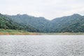 View at Kuhn Darn dam lake in Thailand.Beauty of nature concept background.Dramatic and picturesque scene.Mountain reflection on w