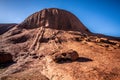 View of Kuniya Piti giant red rock during the Lungkata walk in outback Australia