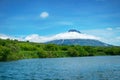 View from the Kuril lake to the Ilyinsky volcano Royalty Free Stock Photo