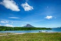 View from the Kuril lake to the Ilyinsky volcano Royalty Free Stock Photo