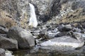 View of Kurkure waterfall in Chulyshman valley in Altay mountains