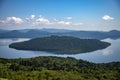 View on Kussharo Lake from the scenic Bihoro Pass road Royalty Free Stock Photo