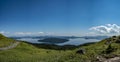 View on Kussharo Lake from the scenic Bihoro Pass road Royalty Free Stock Photo