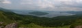 View on Kussharo Lake from the scenic Bihoro Pass road Royalty Free Stock Photo