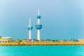 View of the Kuwait Towers - the best known landmark of Kuwait City Royalty Free Stock Photo