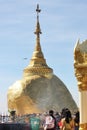 Kyaiktiyo Pagoda Golden Rock with religious pilgrims at Kyaikto, Mon State Myanmar