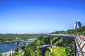 View of Kyiv and the bicycle and pedestrian bridge. Kyiv. Ukraine.