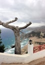 View from Kyra Panagia Tsambika Monastery. Tsambika Beach, Rhodes, Greece. Royalty Free Stock Photo