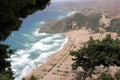View from Kyra Panagia Tsambika Monastery. Tsambika Beach, Rhodes, Greece. Royalty Free Stock Photo