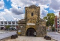 A view of the Kyrenia gate in Northern Nicosia, Cyprus with the city as a backdrop