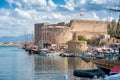 View of Kyrenia harbor and medieval fortress. Kyrenia District, Cyprus