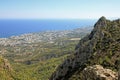 View of Kyrenia from Saint Hilarion Castle, Cyprus Royalty Free Stock Photo