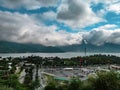 View of La Boca Dam `Presa de la Boca` from a belvedere located in the town of Santiago