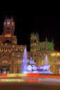 View of La Cibeles with the town hall, at night at Christmas, Madrid, Spain, Europe, November, 30, 2021,