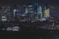 View of La Defense business district from Eiffel Tower at night Royalty Free Stock Photo