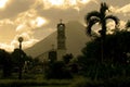 La Fortuna Church and Arenal Volcano Royalty Free Stock Photo