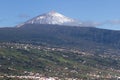 View of La Orotava valley and snowcapped volcano Teide Royalty Free Stock Photo
