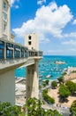 View of the Lacerda Elevator and the Todos os Santos Bay in Salvador, Bahia, Brazil Royalty Free Stock Photo