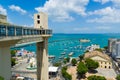 View of the Lacerda Elevator and the Todos os Santos Bay in Salvador, Bahia, Brazil Royalty Free Stock Photo