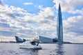 View of Lahta center in Petersburg from the bay