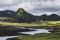 View of Lakagigar black volcanic desert in Iceland Skaftafell national park
