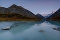 View from lake Akkem on mountain Belukha near board between Russia and Kazahstan during golden autumn Royalty Free Stock Photo