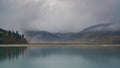 View from lake Akkem on mountain Belukha near board between Russia and Kazakhstan during golden autumn Royalty Free Stock Photo