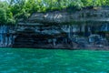 View from the lake at beautiful rocky cliff and forest , Pictured Rocks National Lakeshore Royalty Free Stock Photo