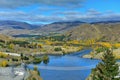 View of Lake Benmore from the top of the dam that powers the hydroelectric power station, in Canterbury Royalty Free Stock Photo