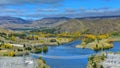 View of Lake Benmore from the top of the dam that powers the hydroelectric power station, in Canterbury Royalty Free Stock Photo