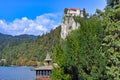 View of Lake Bled with Bled Castle,landscape Royalty Free Stock Photo