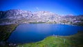 View of the lake called Della Piazza on top of the St. Gotthard pass in the Swiss Alps