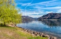 View of Lake Lugano-Ceresio from Brusimpiano village, province of Varese, Italy Royalty Free Stock Photo