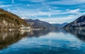 View of Lake Lugano-Ceresio from Brusimpiano village, province of Varese, Italy Royalty Free Stock Photo