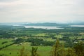 View of Lake Champlain and farmland, from Mt. Philo State Park, in Vermont Royalty Free Stock Photo