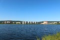 View of the lake and the city Zelenogorsk Royalty Free Stock Photo